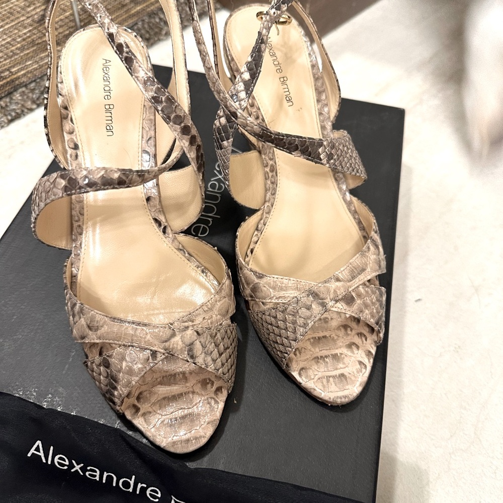 Alexandre Birman Genuine Python Wedge Sandal. Siz… - image 1